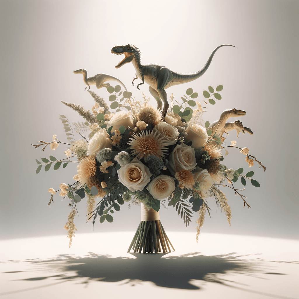 Dinosaur wedding flowers hero