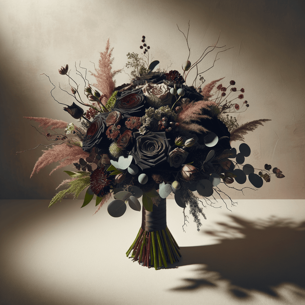 Goth wedding flowers hero