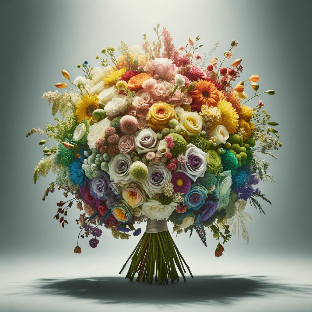 Rainbow wedding flowers hero